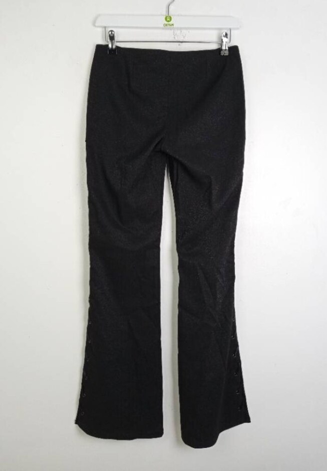 Unbranded Flare Split Side Trousers Black Glittery Size: 8