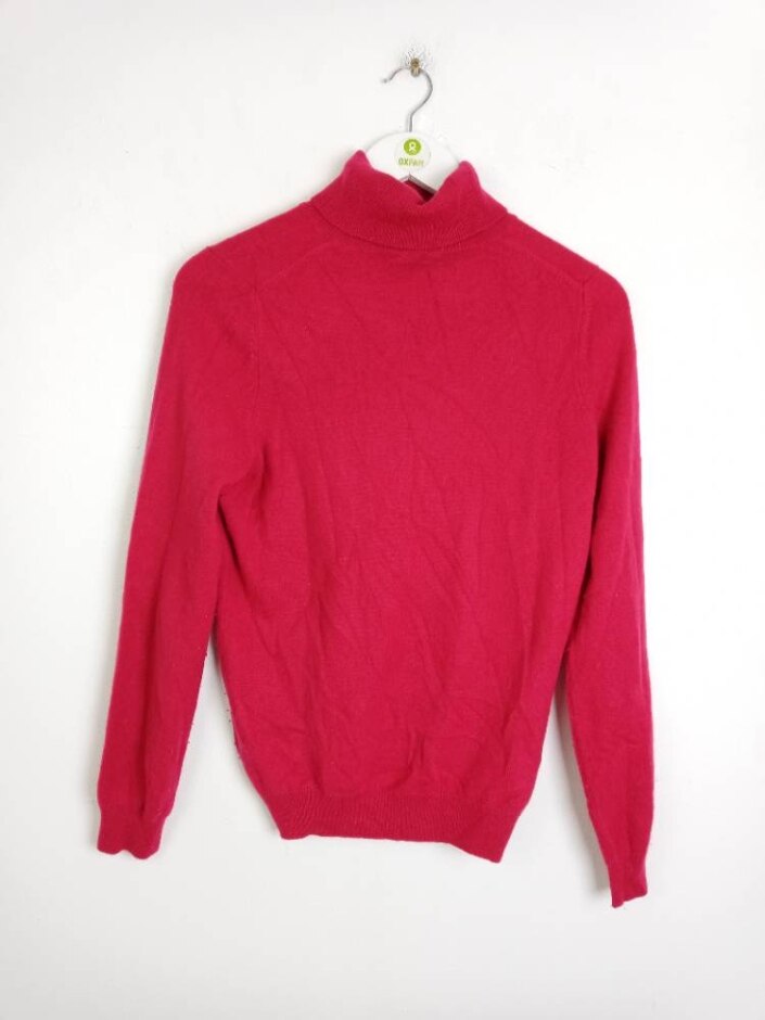 M&s Marks & Spencer Roll Neck Cashmere Jumper Red Size: 12