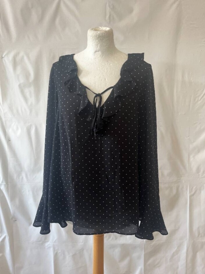 River Island Long Sleeve Blouse Black Size: 10