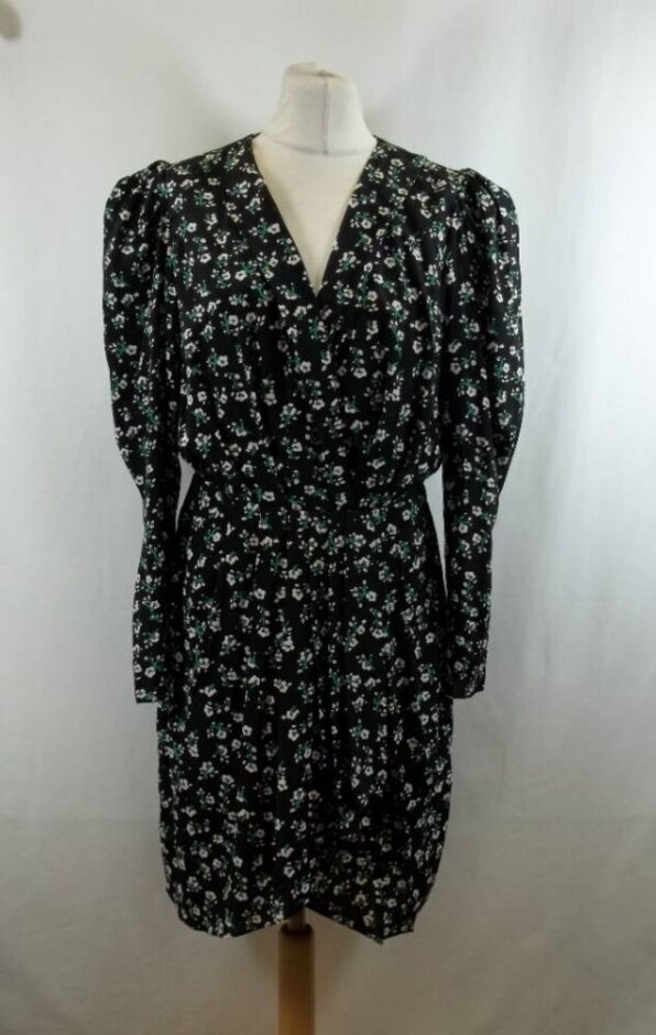 Essentiel Antwerp Floral Mini Wrap Dress Black And Green Size: 12