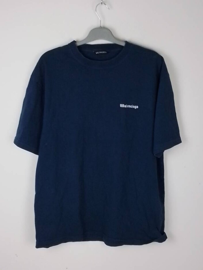 Balenciaga  Cotton Oversized Logo T-shirt Navy Size: S