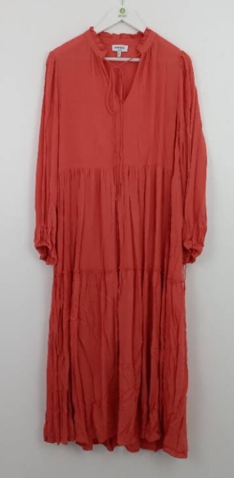 Fresha London Women's Ruffledetail Tiered Midi Dress Orange Size: S