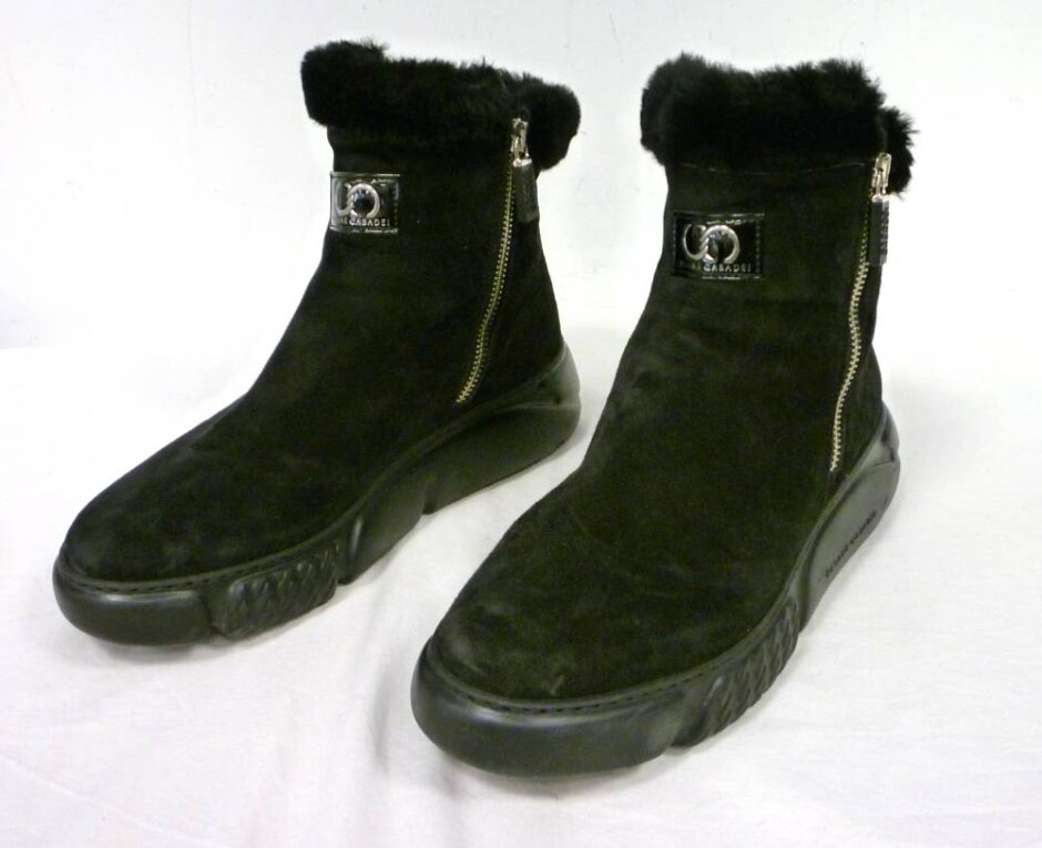 Cesare Casadei Black Suede Sheepskin Ankle Boots Uk6 Eur 39