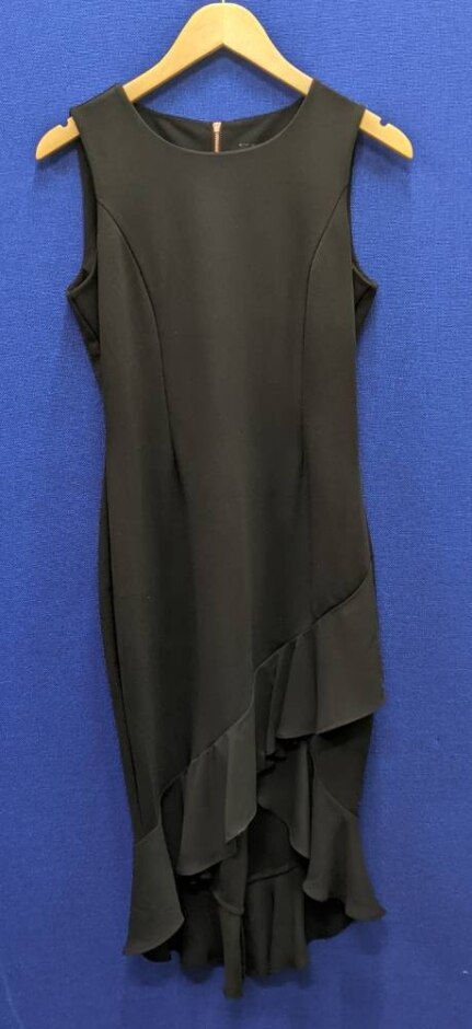 Ivanka Trump Midi Dress With Ruffle Hem Black Size: S