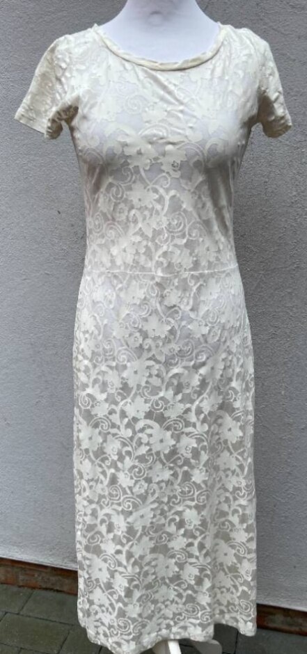 Acne Semi Transparent Long Dress Cream And White Size: Xs