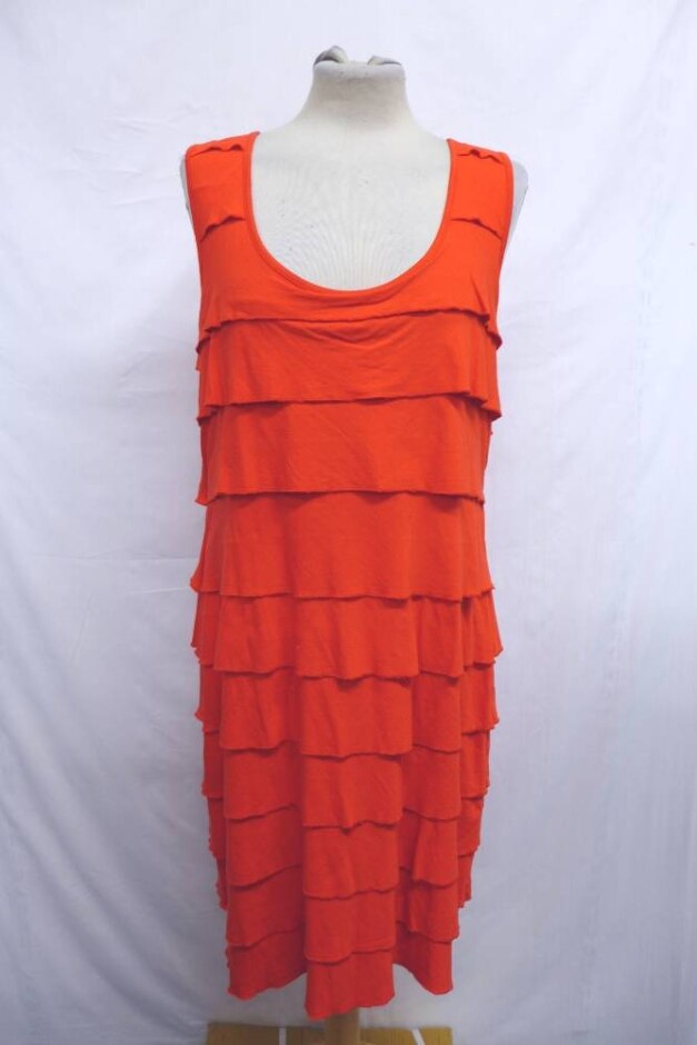 Calvin Klein Layered Sleeveless Dress Terracotta Red Size: M