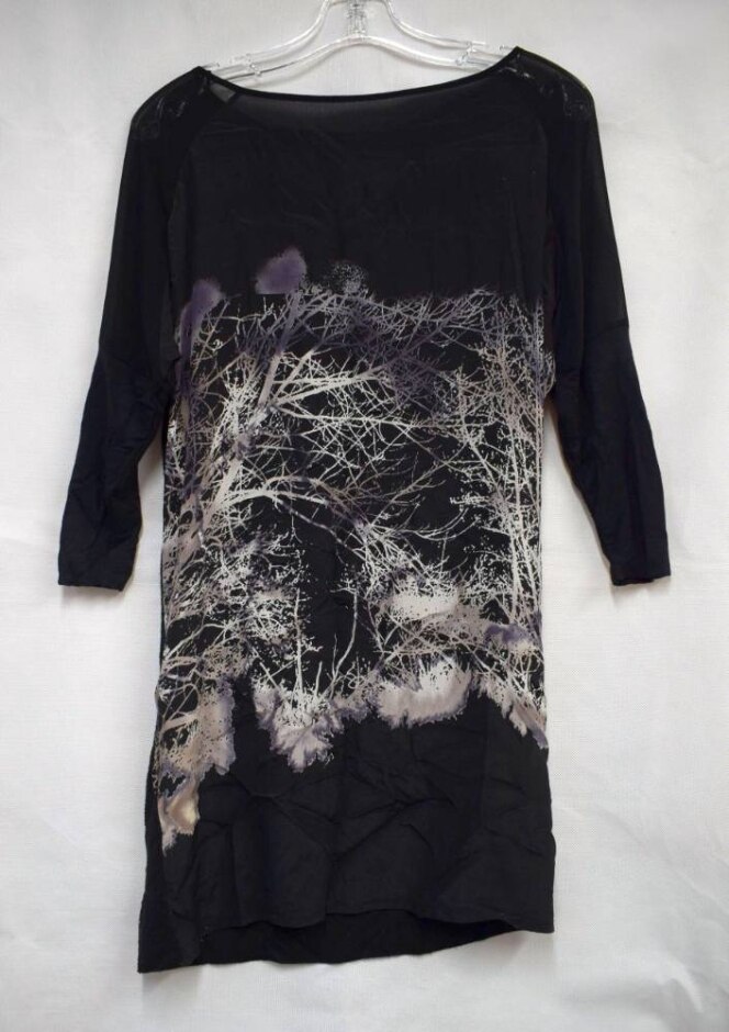 Mint Velvet Print Tunic Black & Grey Size: 8