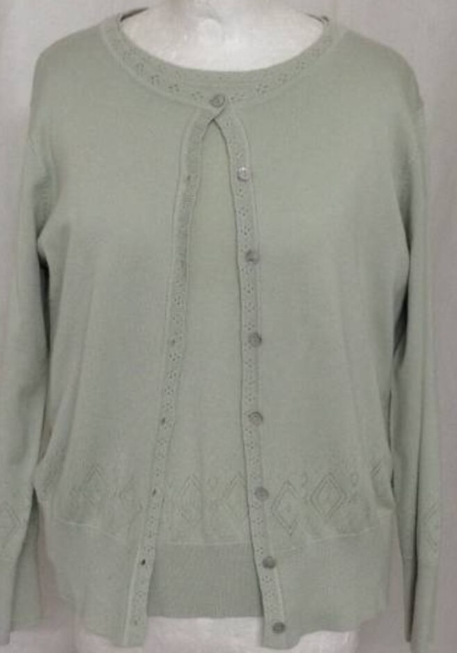 Anne Brooks For Debenhams Twin Set With Diamond Design O Pale Green Size: 16