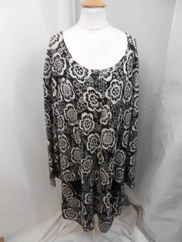 Gudrun Sjoden Women’s Long Cardigan Dress. X Black & White Size: Xl