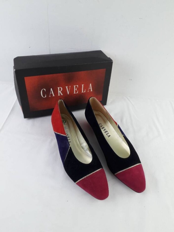 Carvella Casey Size 8 Multi Colour Suede Court Shoes New Rrp £42.99