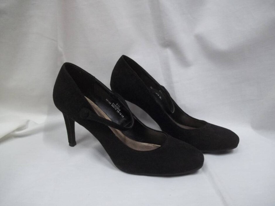 Insolia M&s Collection Black Suede Heeled Shoes Uk Size 5.5