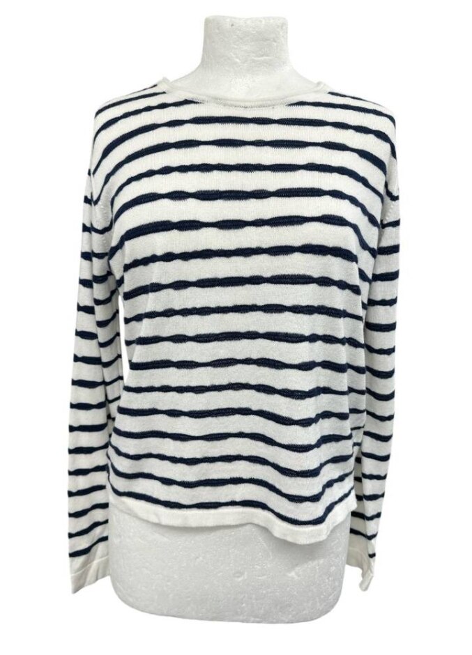 Wunderwerk Striped Cropped Top White & Navy Size: S