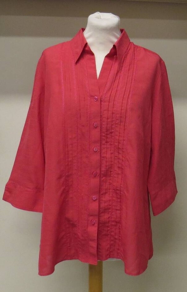 M&s Marks & Spencer Mid-sleeved Blouse Bright Pink Size: 18