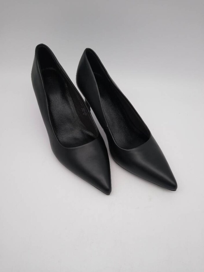 M&s Women's Faux Leather Pointed Toe Heeled Court Shoes In Black Size 7