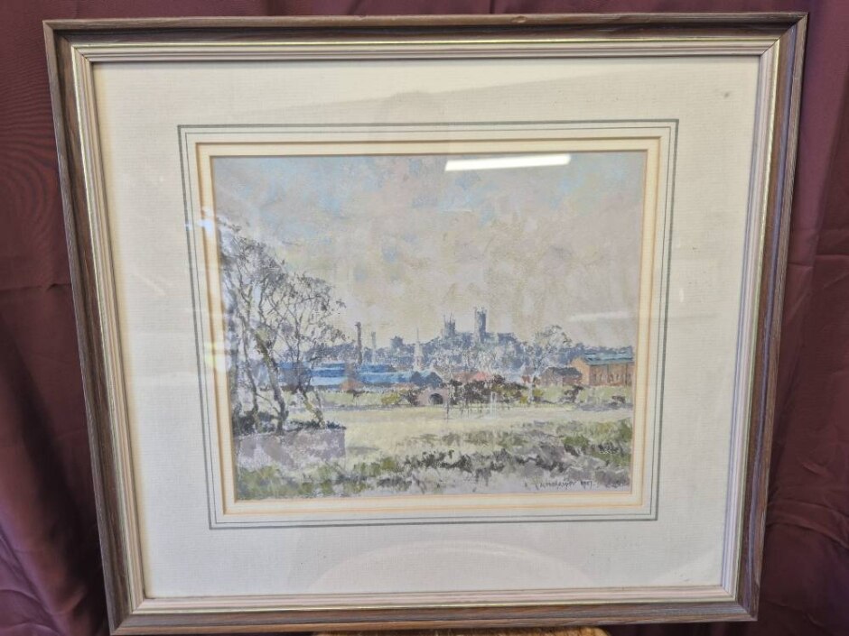 1987 Keith Roper Print With Lincoln Cathedral