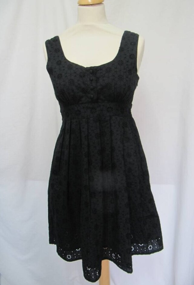 Topshop Broderie Anglaise Dress Black Size: 8