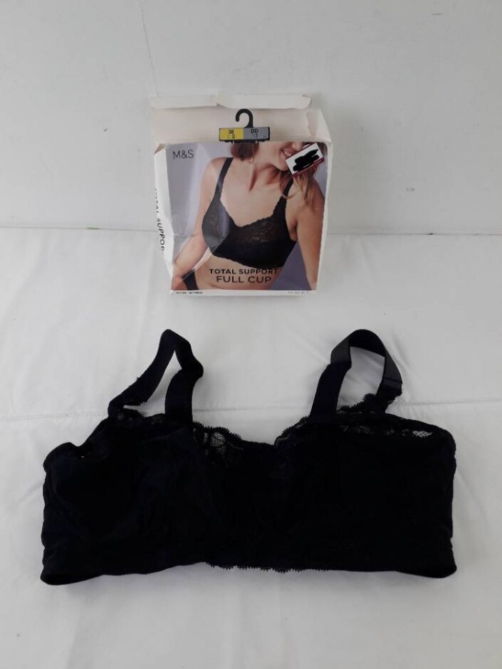 M&s Total Support Full Cup Bra Black Size: 38dd