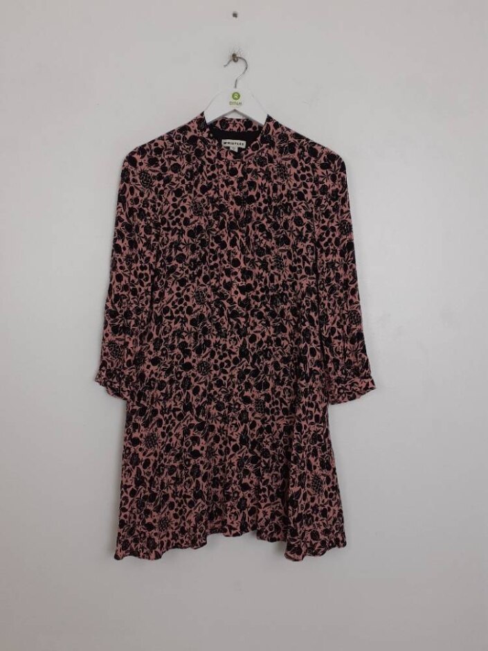 Whistles  Patterned Shirt Dress Pink/black Size: 8