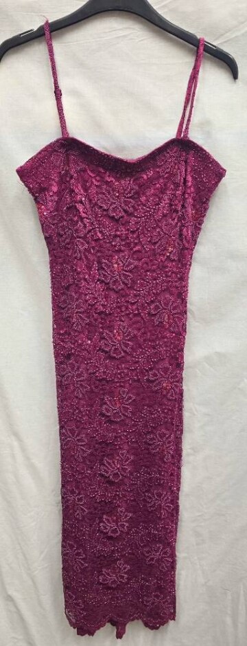 Phase Eight Beaded Floral Dress Dark Purple Size: 8