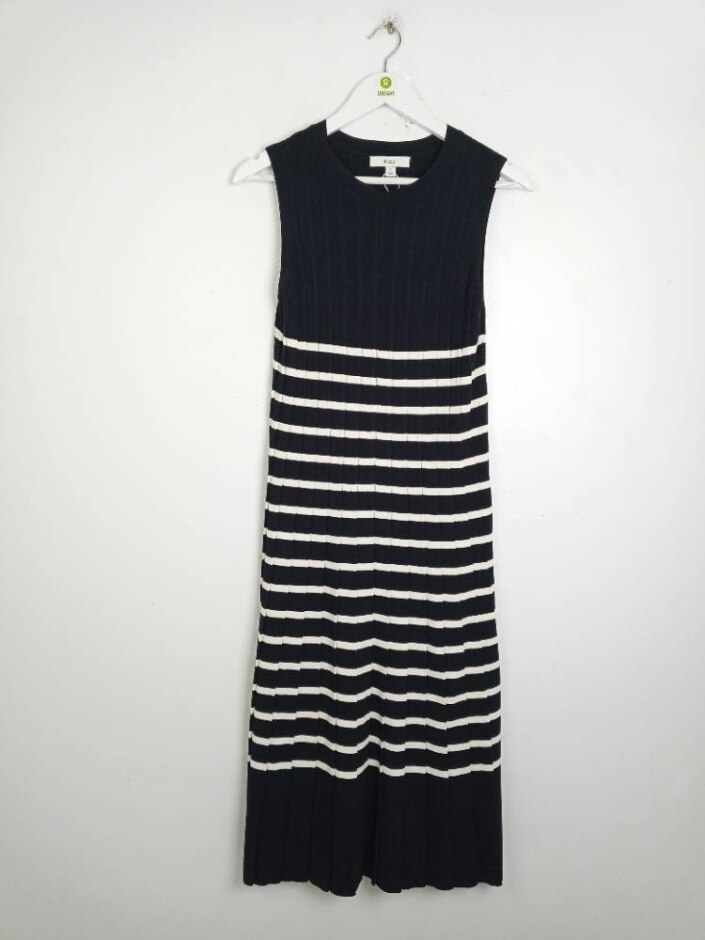 M&s Marks & Spencer Sleeveless Knit Dress Black Mix Size: M