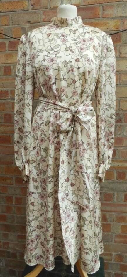 Goat Floral Print Satin Dress Cream & Blush Size: 18