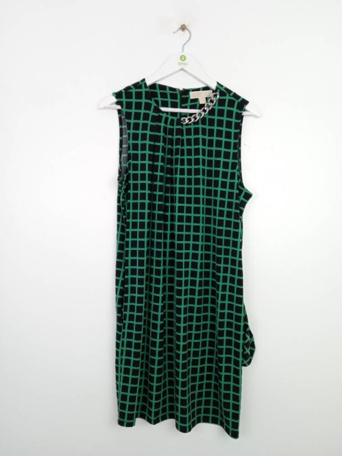 Michael Kors New A Line Style Dress Black & Green Size: L
