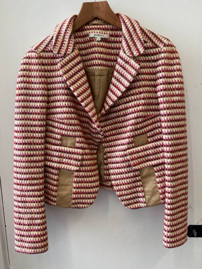 Carven Smart Jacket Pink/red/cream Size: 10