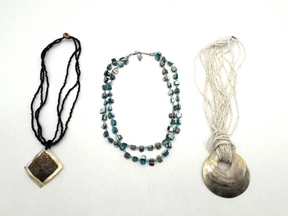 Costume Jewellery 3pcs Necklace Mother Of Pearl Pendant Bead Mixed Shape Multicoloured