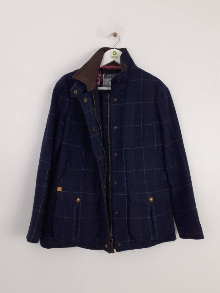 Joules Field Coat Lined Wool Mix Blue Size: 10