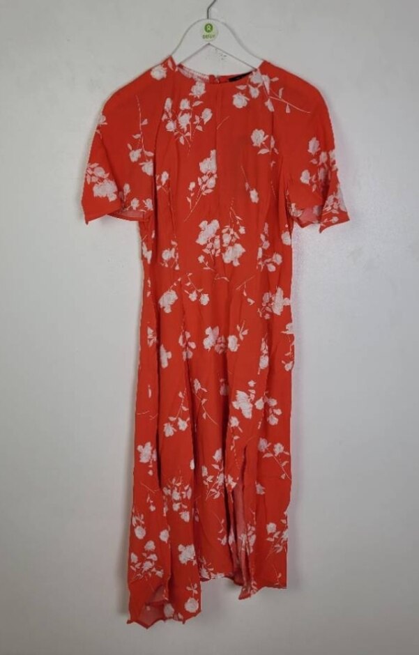 French Connection Alessandro Asymmetric Dress  Red White New Size: 14