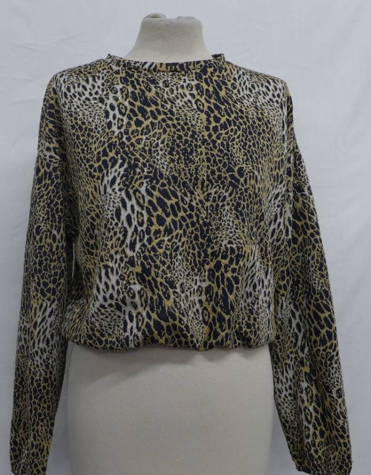 Zara Leopard Print Long Sleeve Top Gold & Black Size: S