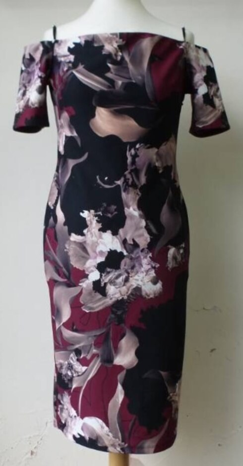 Next Bardot Floral Wiggle Dress Multicoloured Size: 10