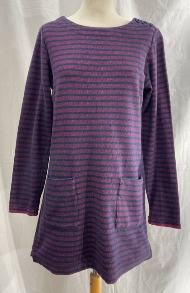 Seasalt 'connie Tunic' Dress Navy And Pink Size: 8