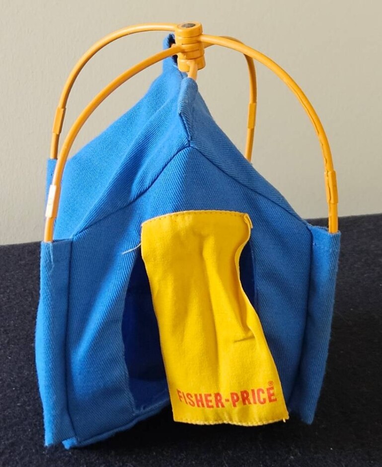 1977 Vintage Fisher Price Cloth Tent, 6.5 Inches High Approx.