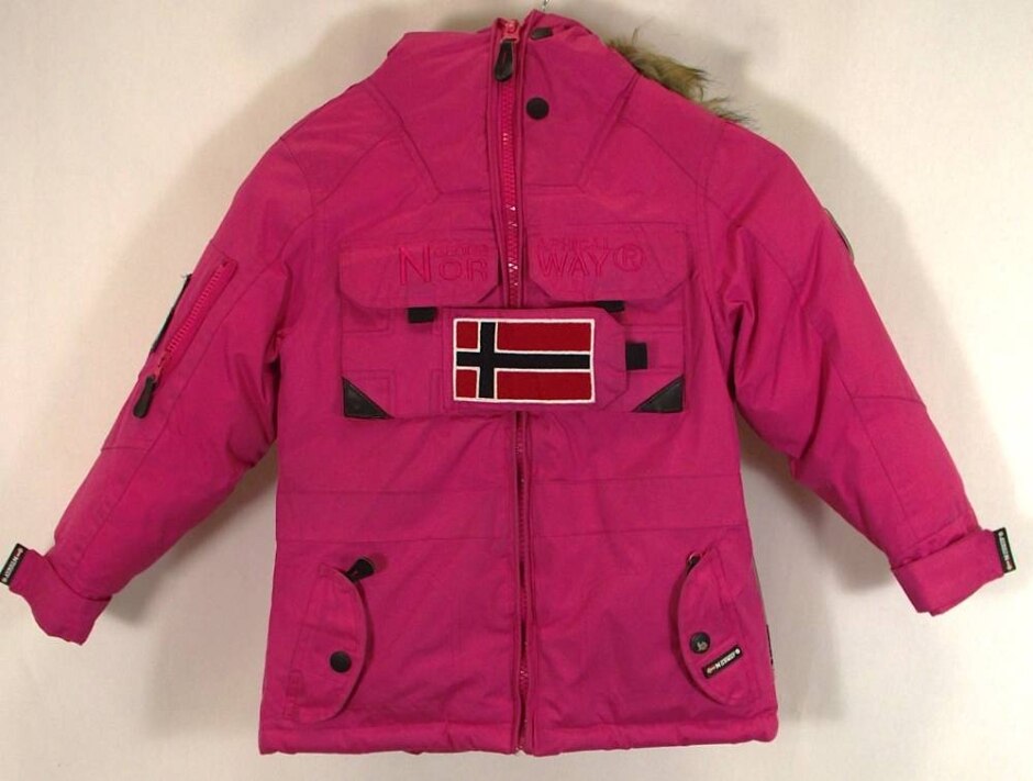 Geographical Norway Hooded Girl's Coat Pink Size: 6 - 7 Years