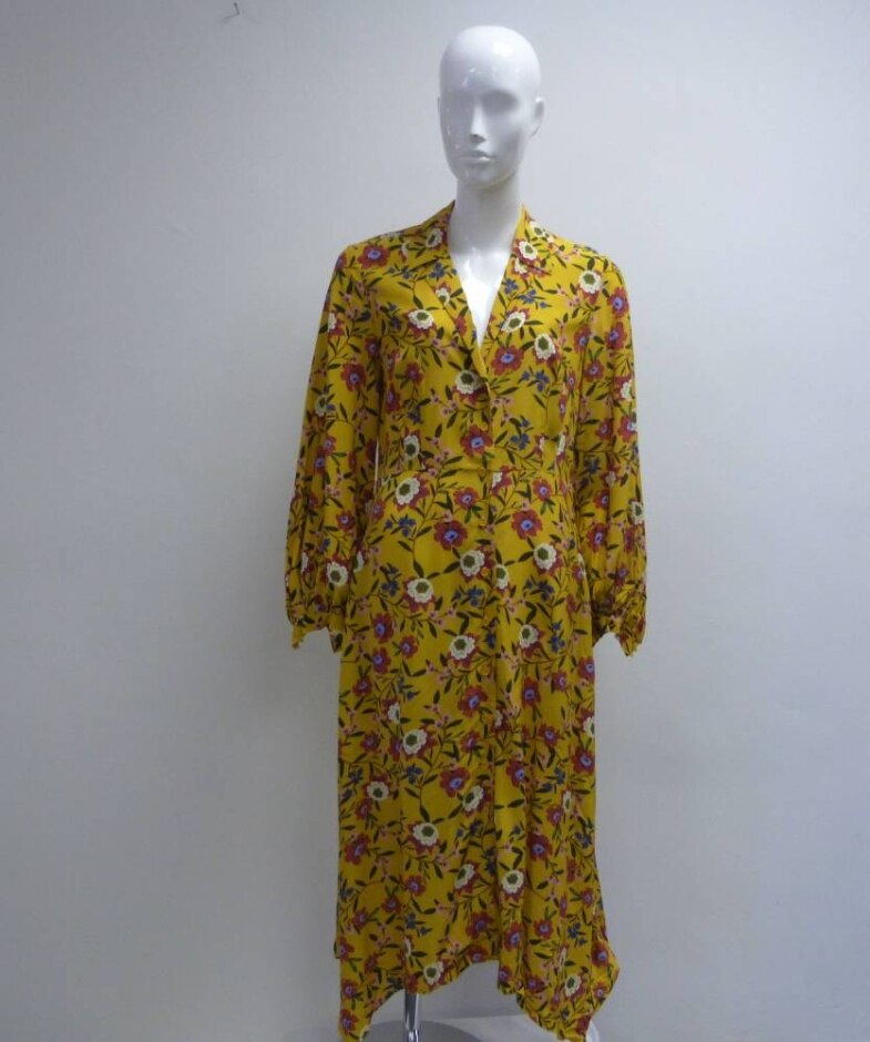 French Connection Long Sleeved Dress Yellow Floral Size: 12
