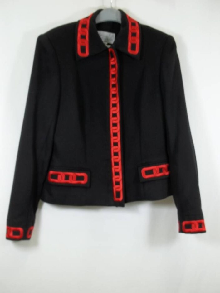 Adrienne Winkelmann Jacket With Red Trims Black/red Size: 10