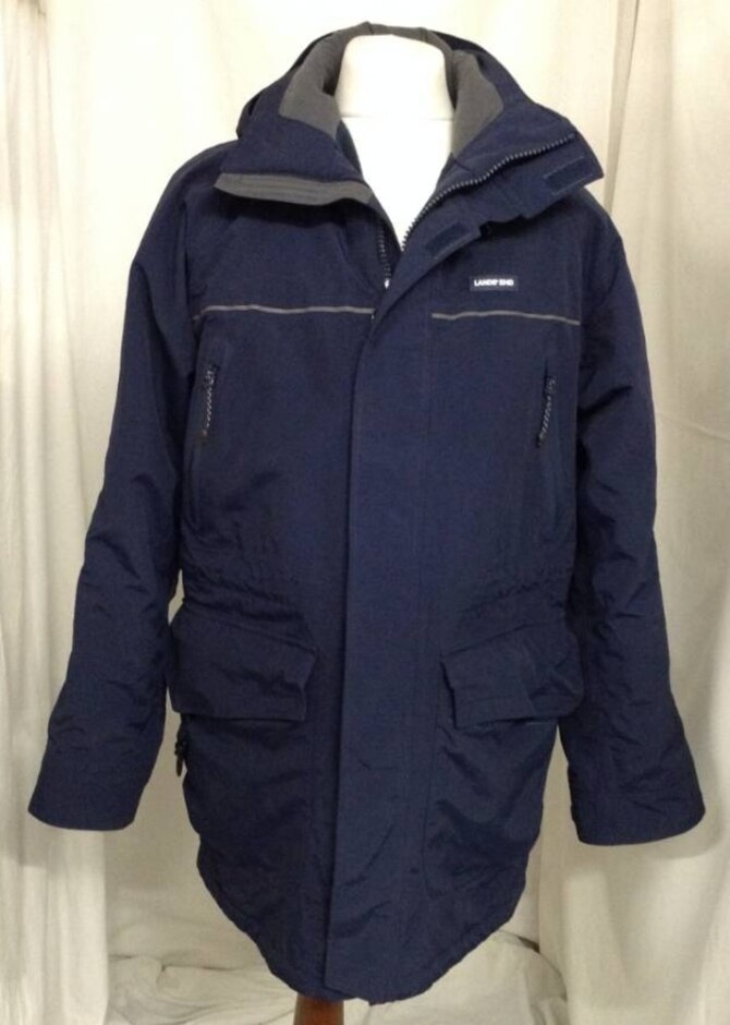 Lands' End Squall Collection Raincoat Navy Blue Size: M