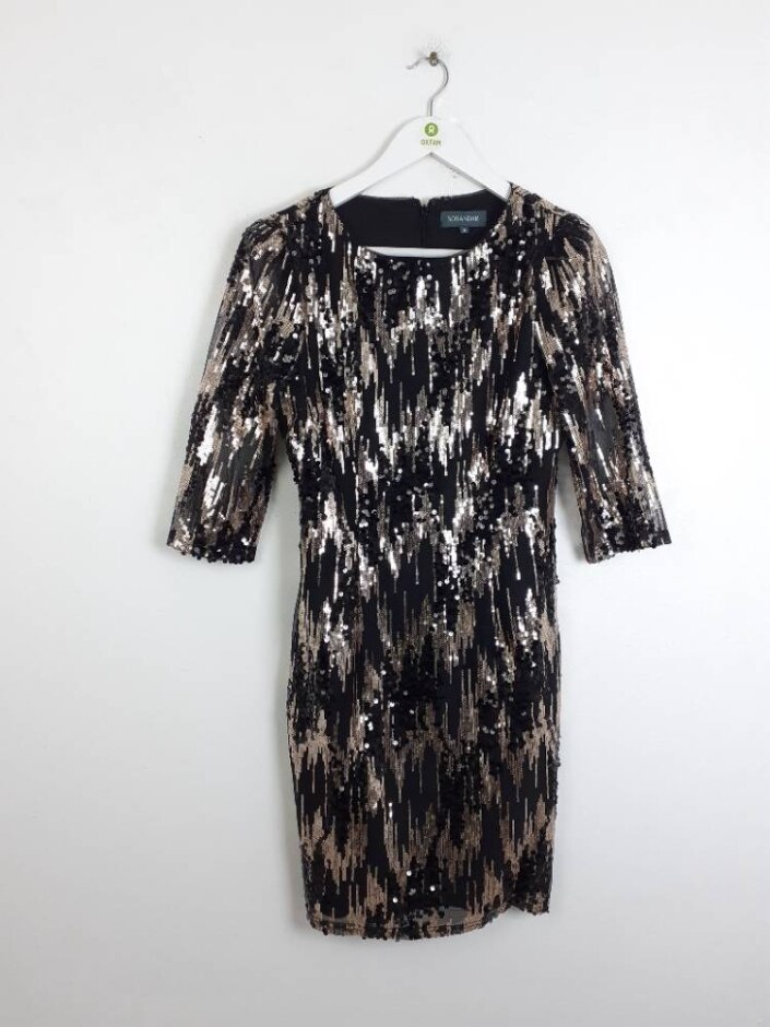 Sosandar Sparkly Sequin Mini Dress Black Size: 8