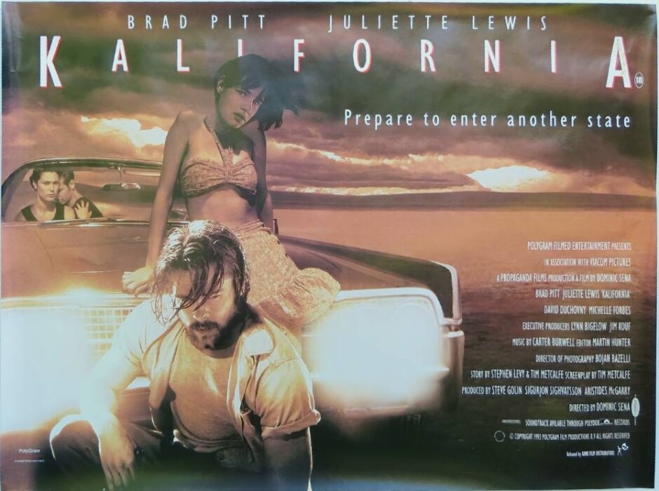 Kalifornia (1993) Brad Pitt/juliette Lewis- Original Uk Quad Poster *rolled Not Folded Exshop Stock*