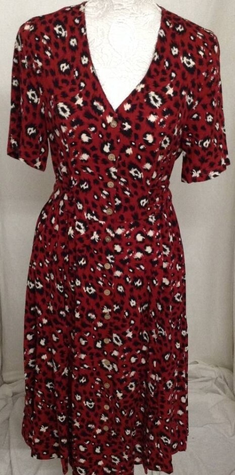 Joe Browns Animal Print Dress Dark Red/multi Size: 12