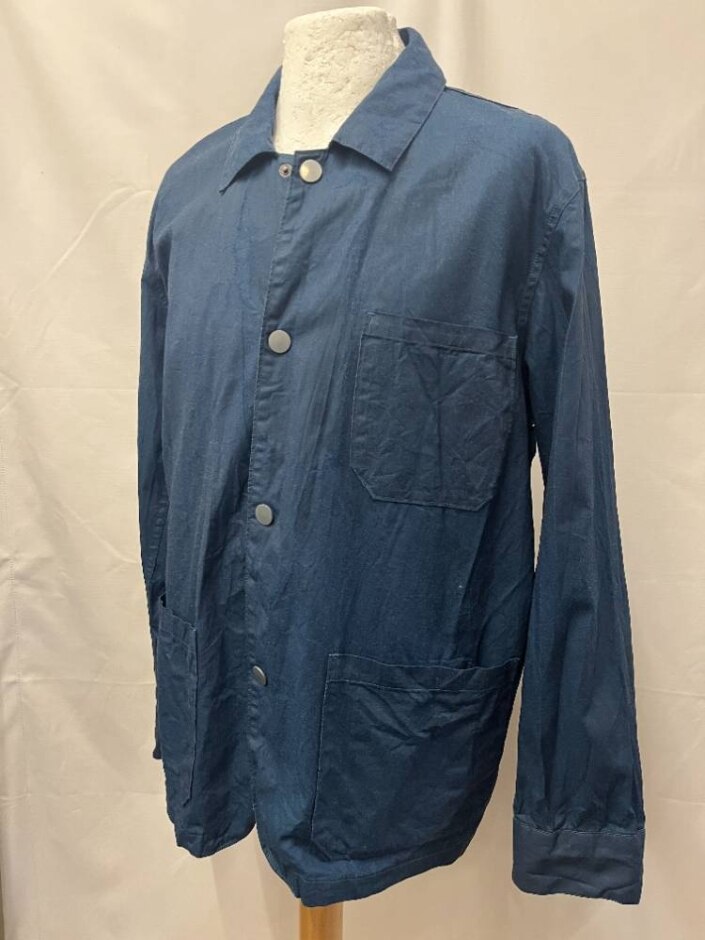 Portuguese Flannel Cotton Utility Work Jacket Blue Size: L