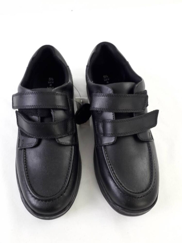 M&s Lightweight Soft Leather School Shoes Velcro Black Size 8