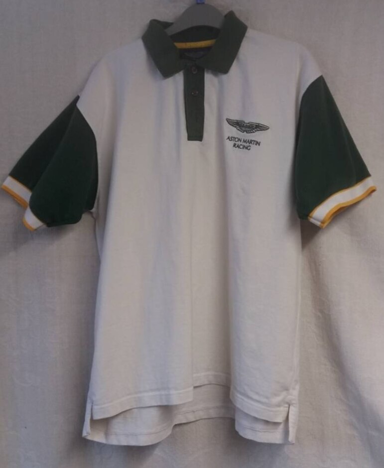 Aston Martin Aston Martin Cotton Polo Shirt White & Green Size: L