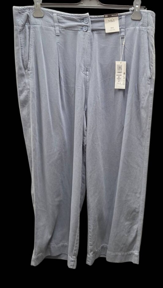 M&s Marks & Spencer Trousers Light Blue Size: 20