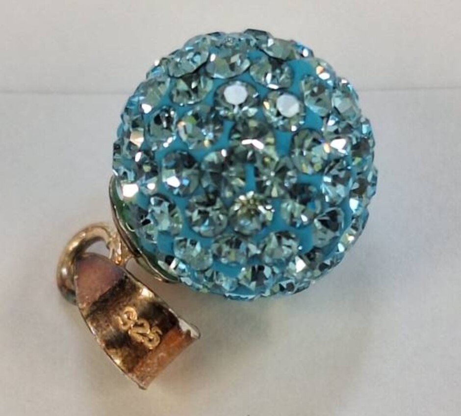 Vintage Globe Blue Gem Pendant & Hanging Loop Preloved