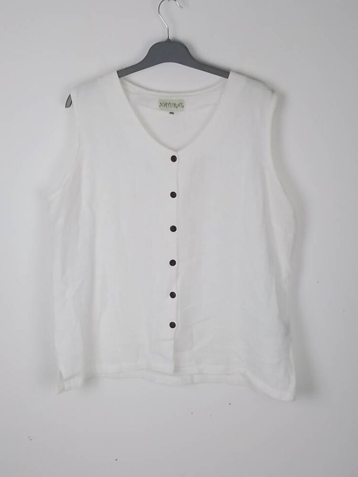 Natural Sleeveless Cotton Top White Size: Xxl
