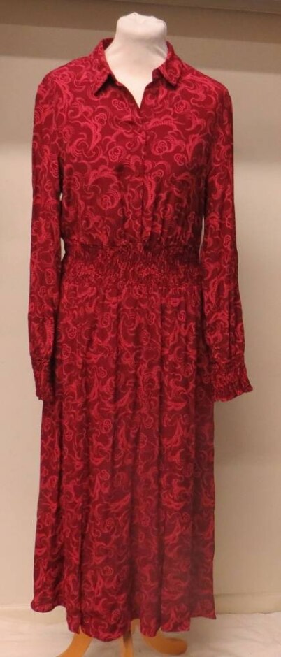 M&s Collection Paisley Patterned Dress Burgundy/pink Size: 10