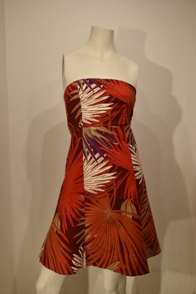 Gap Strapless Dress Red Mix Size: S
