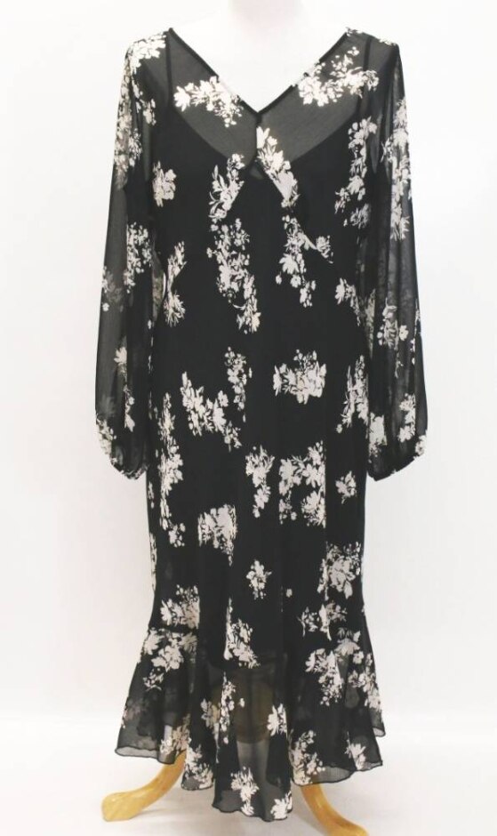 M&s Marks & Spencer Sheer Petite Floral Maxi Dress Black Size: 16
